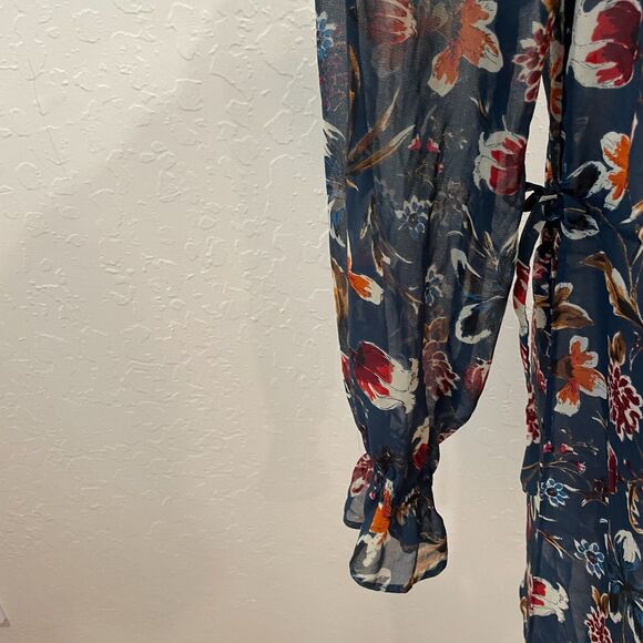 ~ ZARA  Sheer* XS Tunic Blouse/Dress Floral Botanical Boho Button Up Long Sleeve - Picture 10 of 16